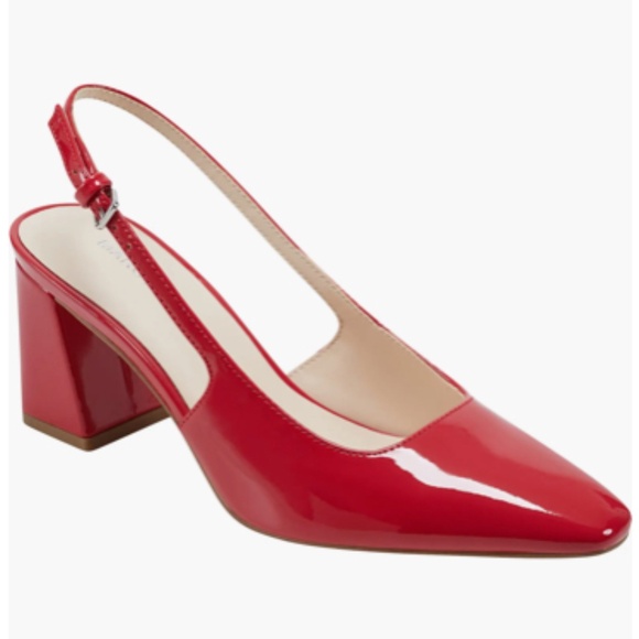 NIB Marc Fisher Red Patent Leather Slingback Pumps Block heel Shoes Sz 8.5 - Picture 7 of 10